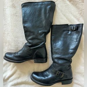 Frye Veronica Tall Biker Buckle Boot - Black